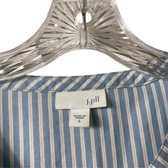 J. Jill Blue Striped Long Sleeve Popover Top With‎ Pockets Sz S (2452) - Picture 3 of 4